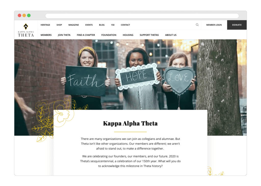 Screenshot of Homepages of KappaAlphaTheta.org